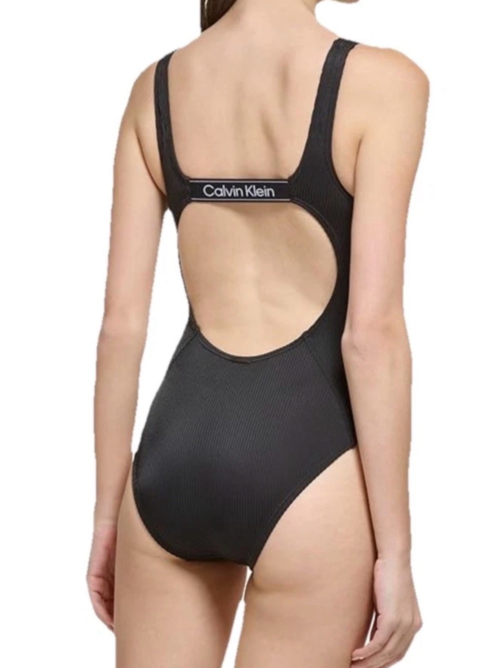 Calvin Klein Women’s Open Back One Piece Swimsuit Black Size M NWT